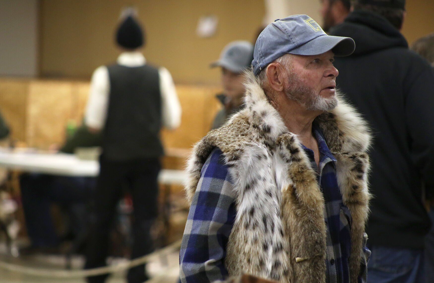 Tom Alexander, a Missouri Trappers Hall of Fame Inductee from Cainsville, Mo., wears a vest.